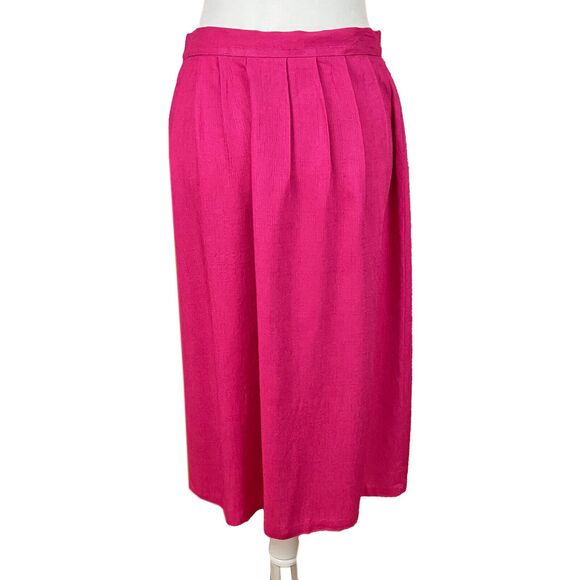 Vintage Russ Pleated Midi Skirt Size 8 (READ) Fuchsia Pink 1 Pocket Made in USA - Picture 3 of 5